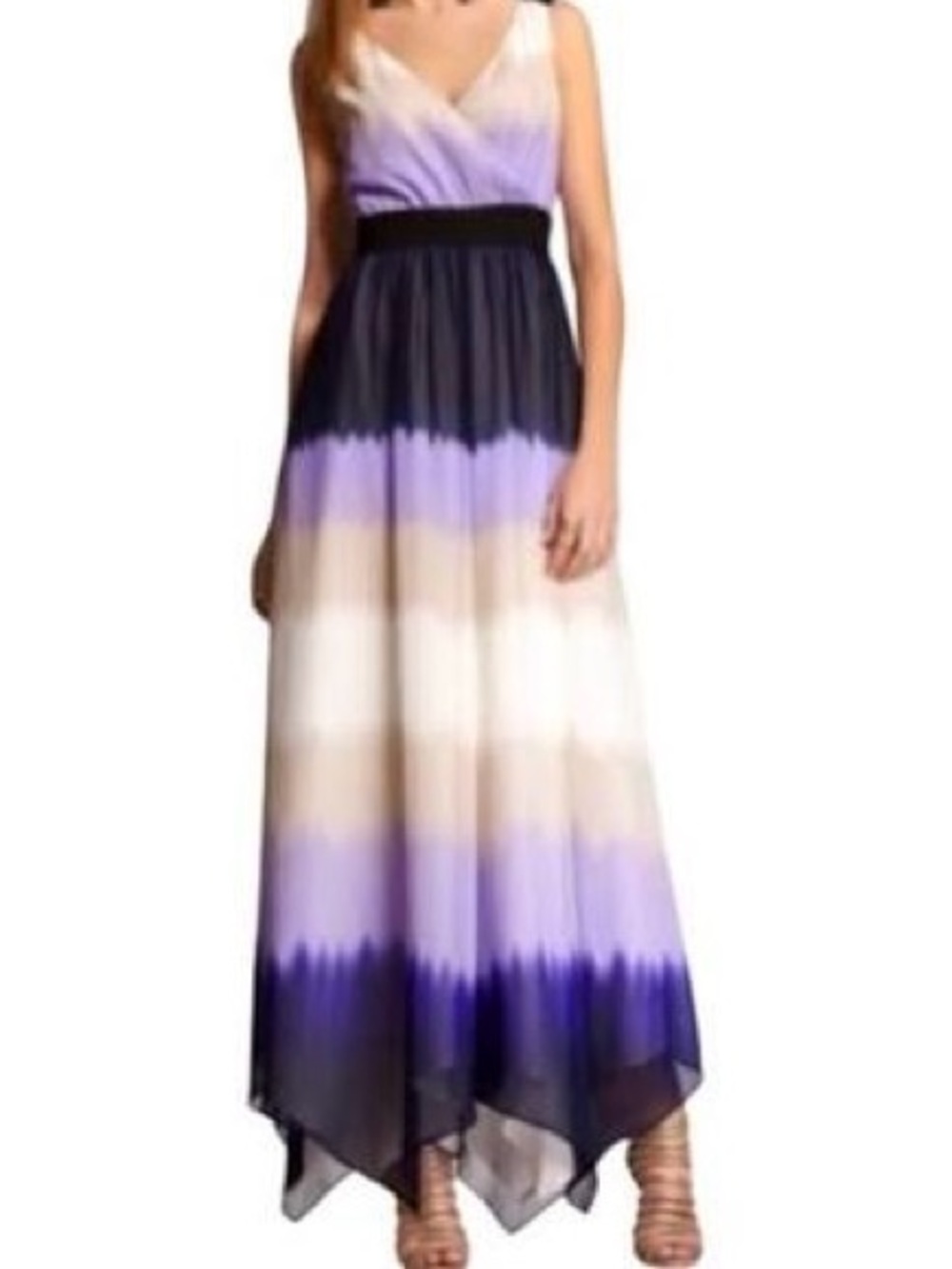 Express Sleeveless Ombre Maxi Dress in Lavender, Navy & Cream